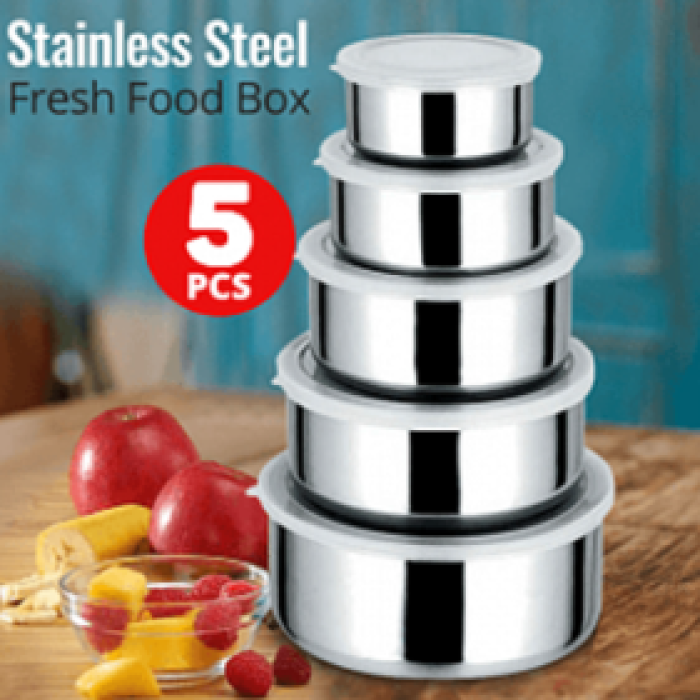 5 Pcs Multifunctional Stainless Steel Protect Fresh Box With Lid