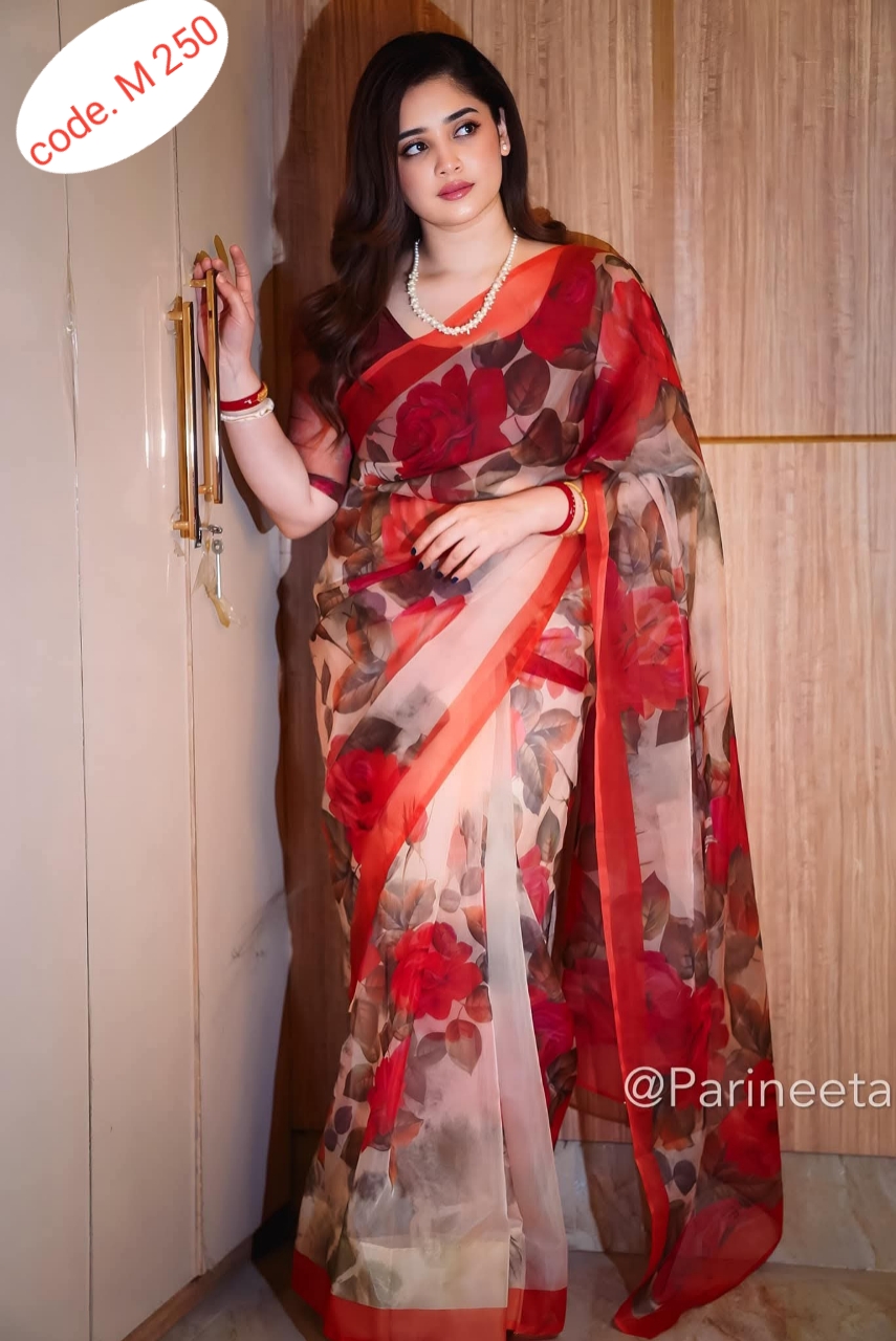 original organza silk saree code. M 250