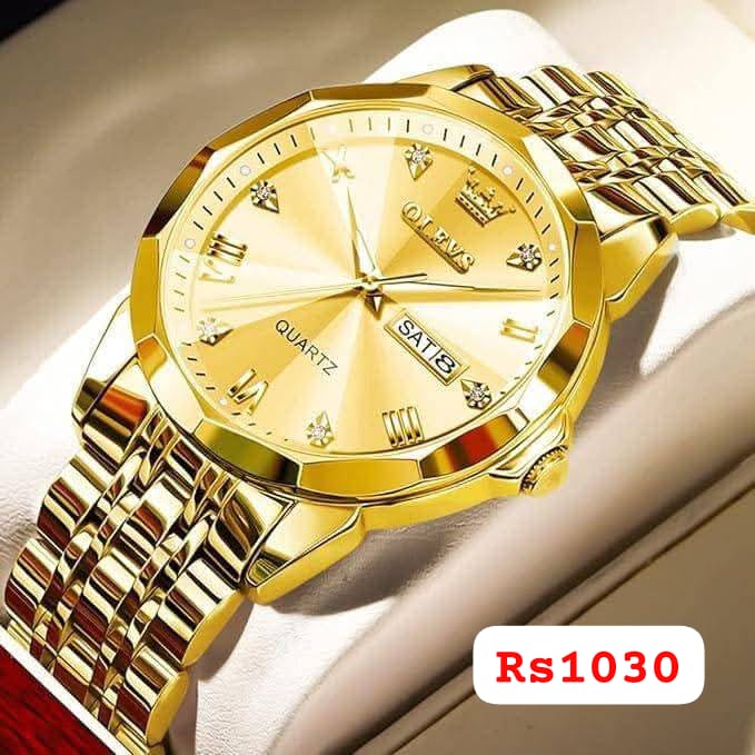 Olevs gold watch ছেলেদের ঘড়ি code rs1030